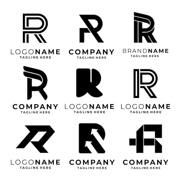 Zestaw wektorów szablonów logo litery R