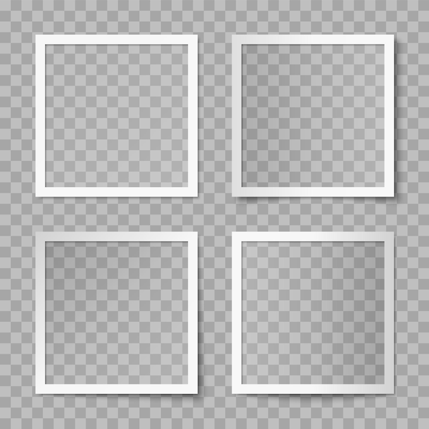 Zestaw wektorowy ramek białych kwadratowych kart fotograficznych