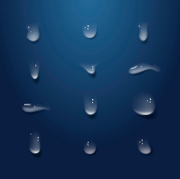 Plik wektorowy zestaw wektorowy realistycznych kropli wody deszcz lub para przez szkło