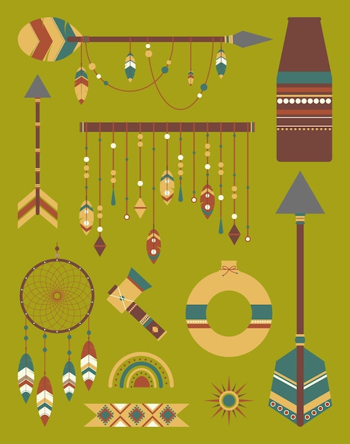Zestaw wektorowy ręcznie narysowanego Boho