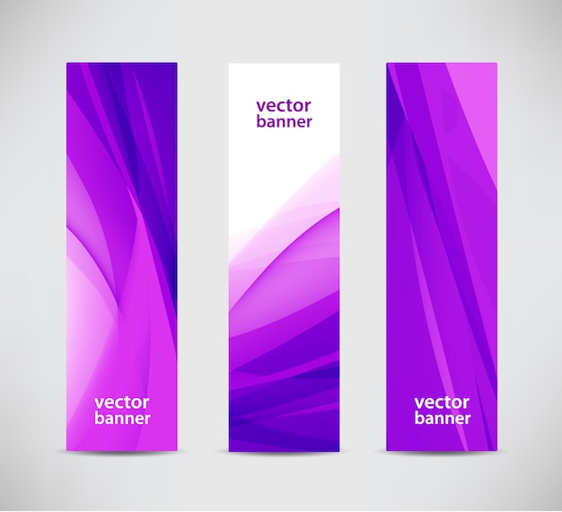 Plik wektorowy zestaw wektorowych abstrakcyjnych falistych fioletowych banerów pionowych