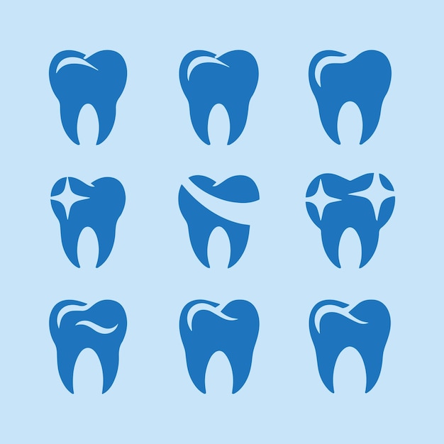 zestaw wektorowych szablonów projektowania ikon logo dentystycznego