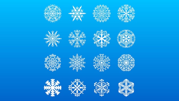 Zestaw White Collection Line Snowflake Elementów Dekoracji Zimowych Wektor Stylu Projektowania