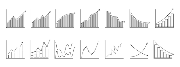 Plik wektorowy zestaw wykresów lub wykresów liniowe wykresy słupkowe