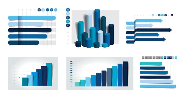 Plik wektorowy zestaw wykresów wykresów po prostu kolor edytowalnych elementów infografiki