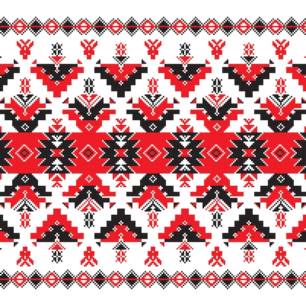 Plik wektorowy zestaw wzorów ornamentów etnicznych w kolorach czerwonym i czarnym