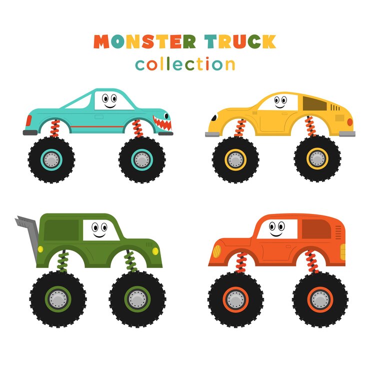Zestaw zabawnych kreskówek monster truck