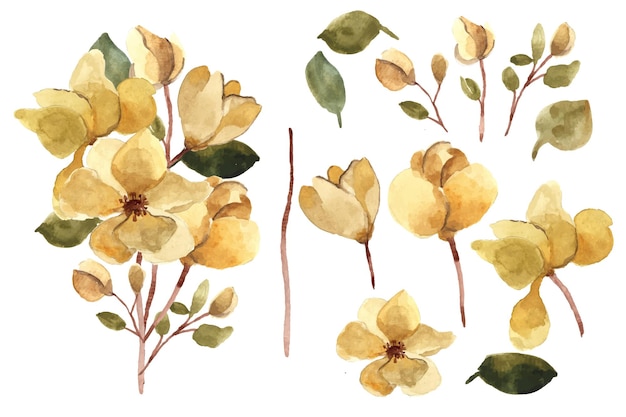 Zestaw Zakurzonego żółtego Bukietu Kwiatowego Magnolii