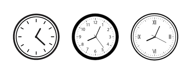 Zestaw zegarków ściennych Prosty zegar ścienny Minimalistyczny zegarek analogowy Wektor
