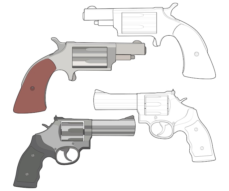 Wektor zestaw zestawów sztuki vector of revolver strzelba z bronią ilustracja vector revolver gun