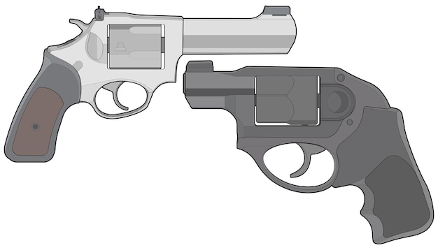 Zestaw Zestawów Sztuki Vector Of Revolver Strzelba Z Bronią Ilustracja Vector Revolver Gun