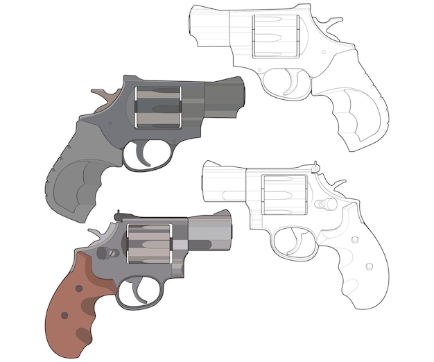 Plik wektorowy zestaw zestawów sztuki vector of revolver strzelba z bronią ilustracja vector revolver gun