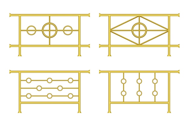 Zestaw złotych balustrad z kutego żelaza