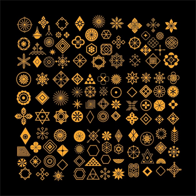zestaw złotych geometrycznych elementów projektowych