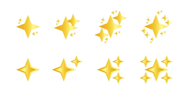 Plik wektorowy zestaw złotych gwiazd na białym tle