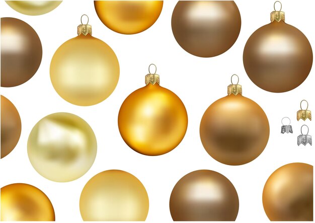 Plik wektorowy zestaw złotych kulek świątecznych jako zestaw dla projektantów i ilustratorów