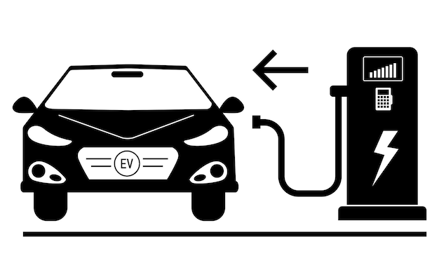 Plik wektorowy zestaw znaków dotyczących procedury ładowania pojazdów elektrycznych 3d ilustracja