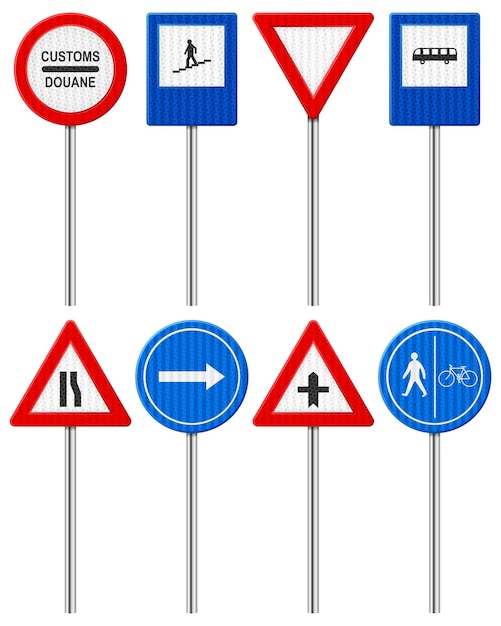 Plik wektorowy zestaw znaków drogowych