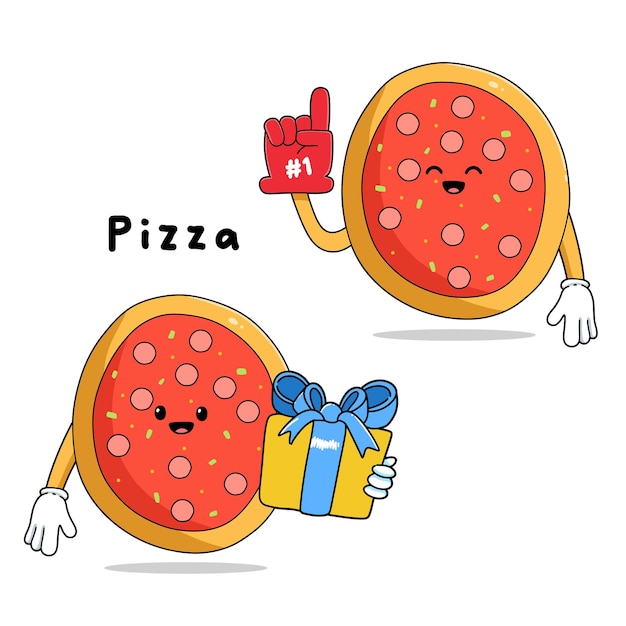 Zestaw Znaków Maskotka Kreskówka ładny Pizzy