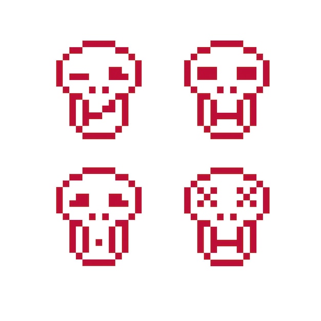 Zestaw Znaków Retro Wektor Wykonane W Stylu Pixel Art. Ludzkie Głowy, Geometryczne Zbzikowane Symbole.