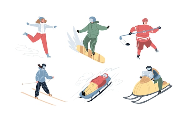 Plik wektorowy zestaw znaków sportów zimowych, koncepcja ilustracji wektorowych