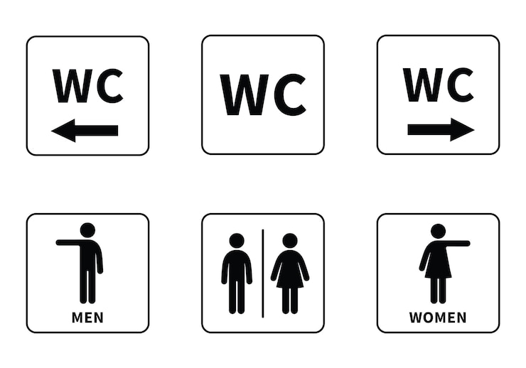 Wektor zestaw znaku wc ikona ilustracja wektorowa na białym tle wektor ikony mężczyzna kobieta inny symbol toalety