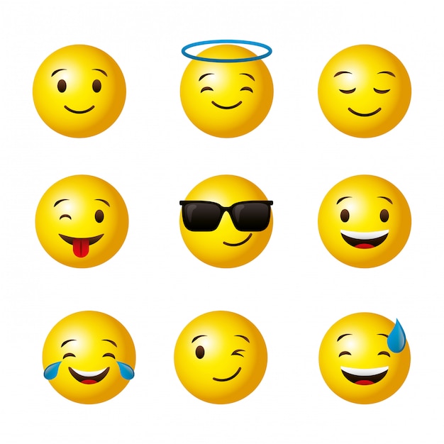 Zestaw żółty Okrągły Twarz Emoji