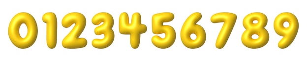 Zestaw żółtych Liczb 3d Ikon śliczna Metaliczna Kreskówka Matematyka Czcionka 3d Realistyczny Wektor Element Projektu