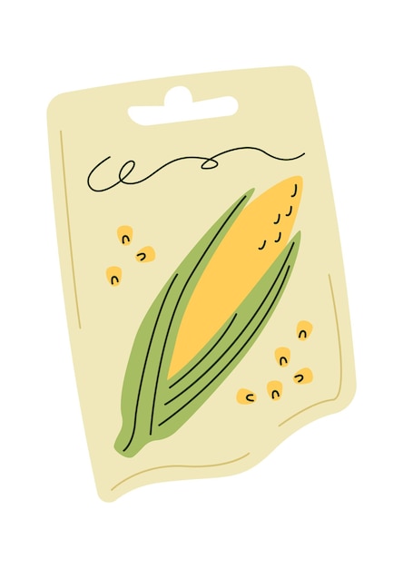 Plik wektorowy ziarno kukurydzy w płaskiej ikonie opakowania z tworzywa sztucznego