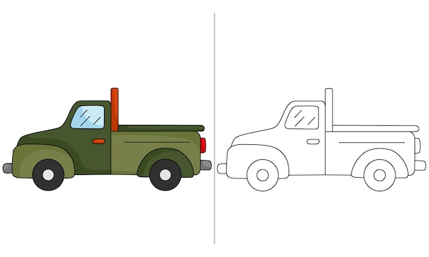 Plik wektorowy zielona ciężarówka do kolorowania dla dzieci