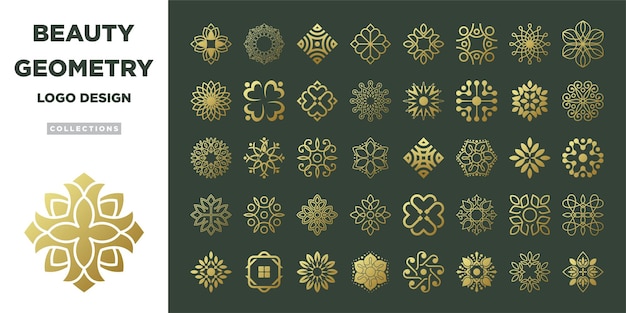 Zielona Elegancka Kolekcja Logo Geometrii Piękna