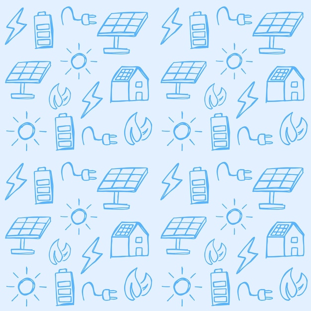 Zielona Energia Wzór Panel Słoneczny Liniowy Szablon Tła Zrównoważonej Energii Elektrycznej Ikony