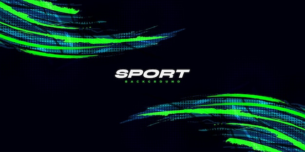 Plik wektorowy zielona i niebieska ilustracja szczotkowa z efektem półtonu izolowana na czarnym tle tło sportowe z rysunkami w stylu grunge i elementami tekstury do projektowania