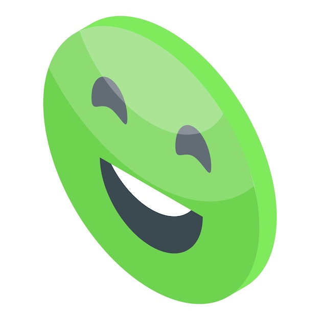 Zielona Ikona Poziomu Satysfakcji Emoji Wektor Izometryczny Emotikon Klienta Happy Meter