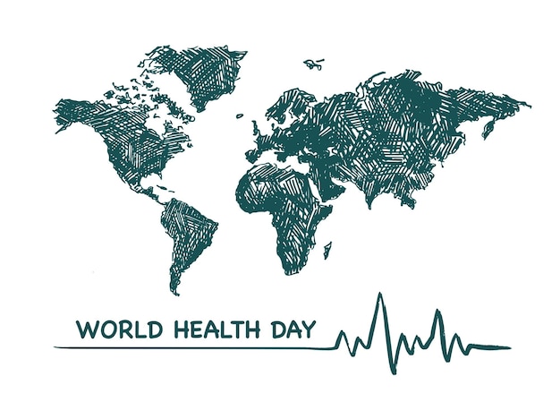 Zielona Mapa świata Z Napisem światowy Dzień Zdrowia.