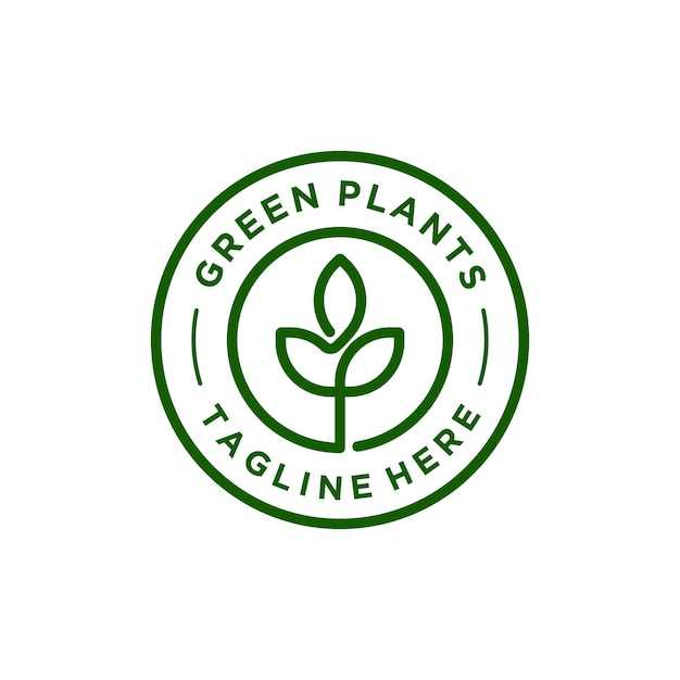 Zielona Roślina Odznaka Emblemat Logo Z Szablonem Projektu Liścia Drzewa