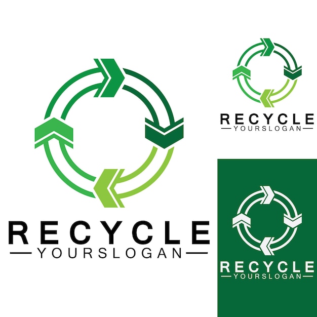 Zielona Strzałka Recyklingu Logo Wektor Ikona Szablonu