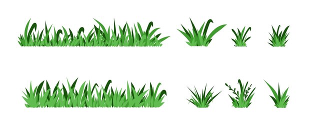 Plik wektorowy zielona trawa pole odizolowane elementy wiosna lato ręcznie narysowane zioła park trawnik łąka szkic styl kreskówki płaski odizolowany elementy botaniczne do dekoracji ekologiczny symbol wektorowy ilustracja doodle