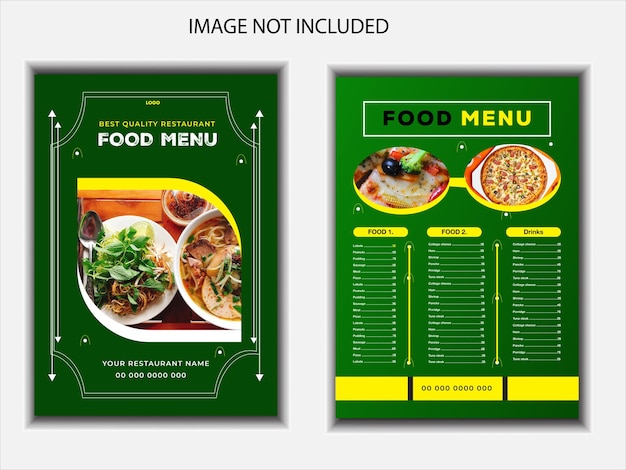 zielone menu dla restauracji o nazwie menu żywności
