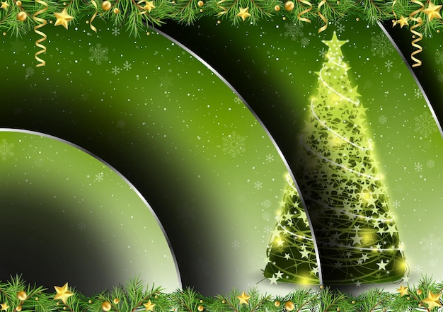 Zielony Abstrakcyjny Motyw świąteczny Z Kaskadowymi Efektami Cienia