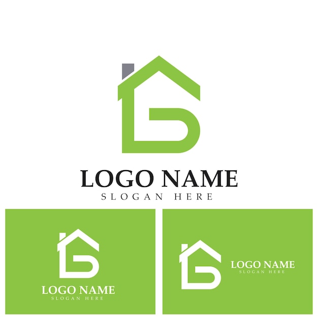 Zielony dom logo litera g z symbolem domu