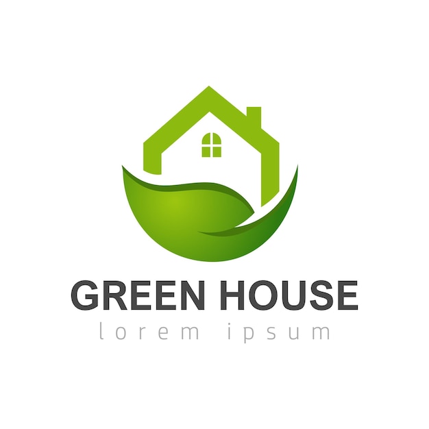 Zielony Dom Logo Szablon Projektu Ilustracja Wektorowa