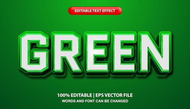 Zielony edytowalny szablon efektu tekstowego, pogrubiony styl czcionki z błyszczącym efektem w kolorze zielonym