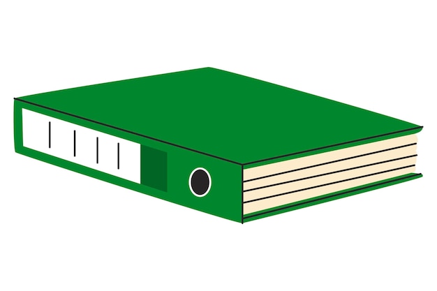Zielony folder na dokumenty Narzędzia biurowe Artykuły papiernicze do pracy z papierami Pliki torby Systemy przechowywania Clip Art izolowane elementy Płaski styl na ilustracji wektorowych
