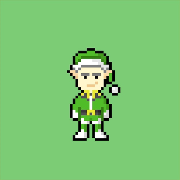 Zielony Gnom W Stylu Pixel Art