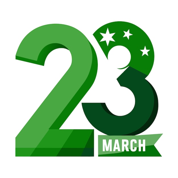 Zielony I Biały Znak Z Napisem 23 Marca Dzień Pakistanu Ilustracja Wektorowa