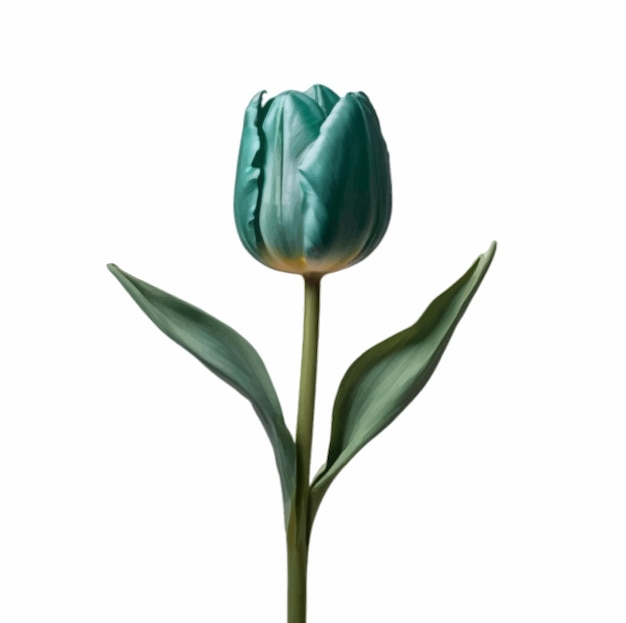 Plik wektorowy zielony kolor morza kwiat tulipanów wyizolowany na prostym białym tle sztuka wektorowa