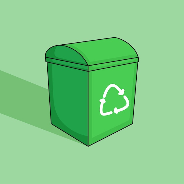 Zielony Kosz Na śmieci Z Logo Recyklingu