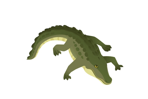Plik wektorowy zielony krokodyl charakter duży mięsożerny gad kreskówka zwierzę projekt płaski wektor ilustracja na białym tle