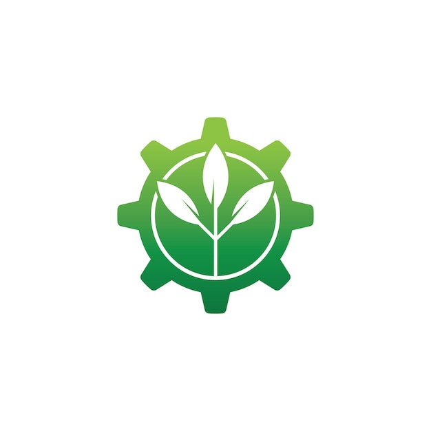 Zielony Liść Gear Icon Logo Design Element